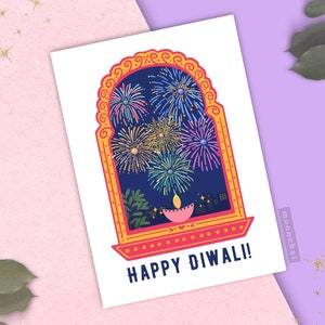 Carte Diya Diwali Fireworks, Deepavali, Cartes d'Asie du Sud, Cartes Desi, Cartes Les Curieux | Ensembles disponibles