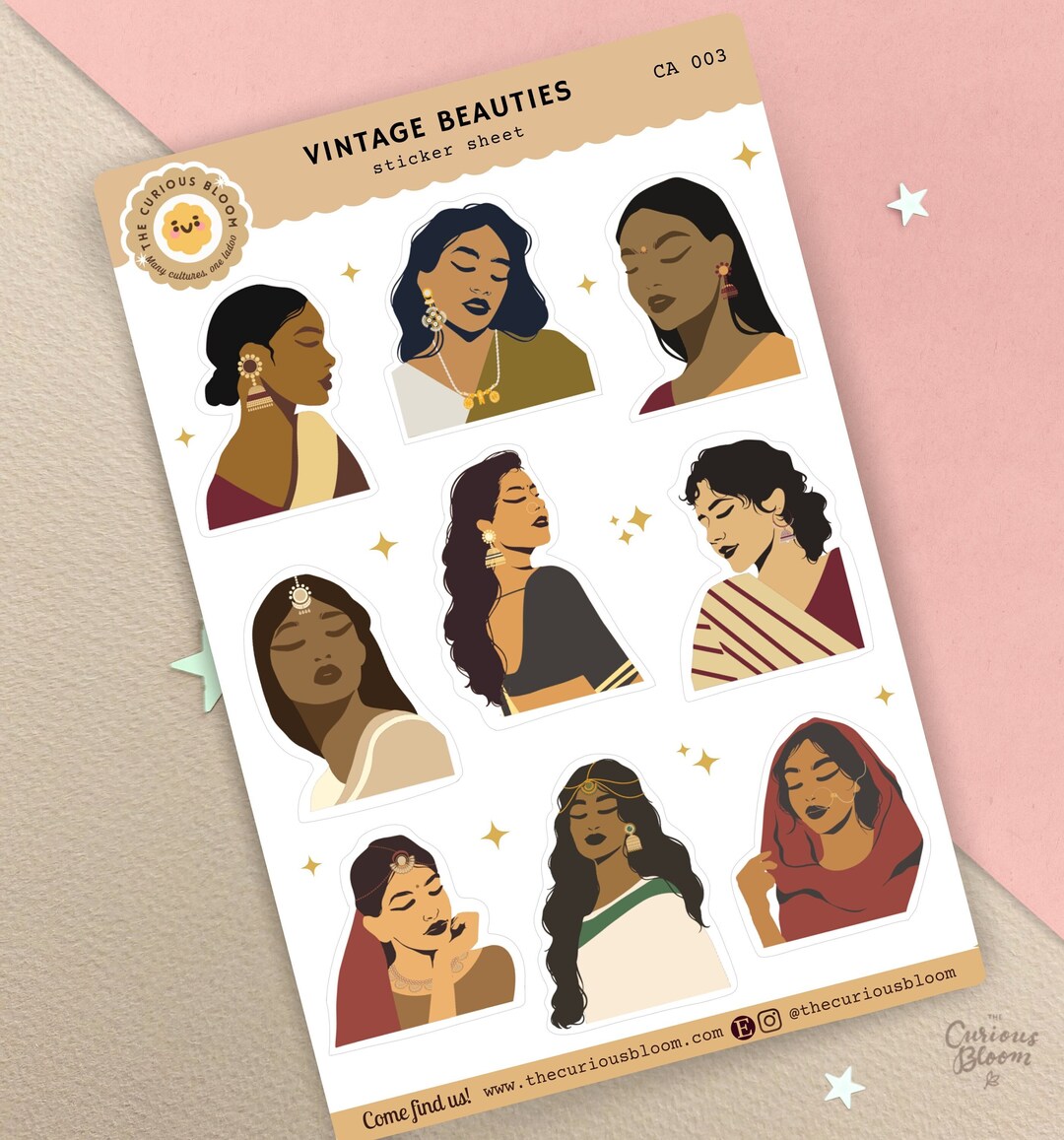 Vintage Beauties Desi Sticker Sheet South Asian Sticker Etsy