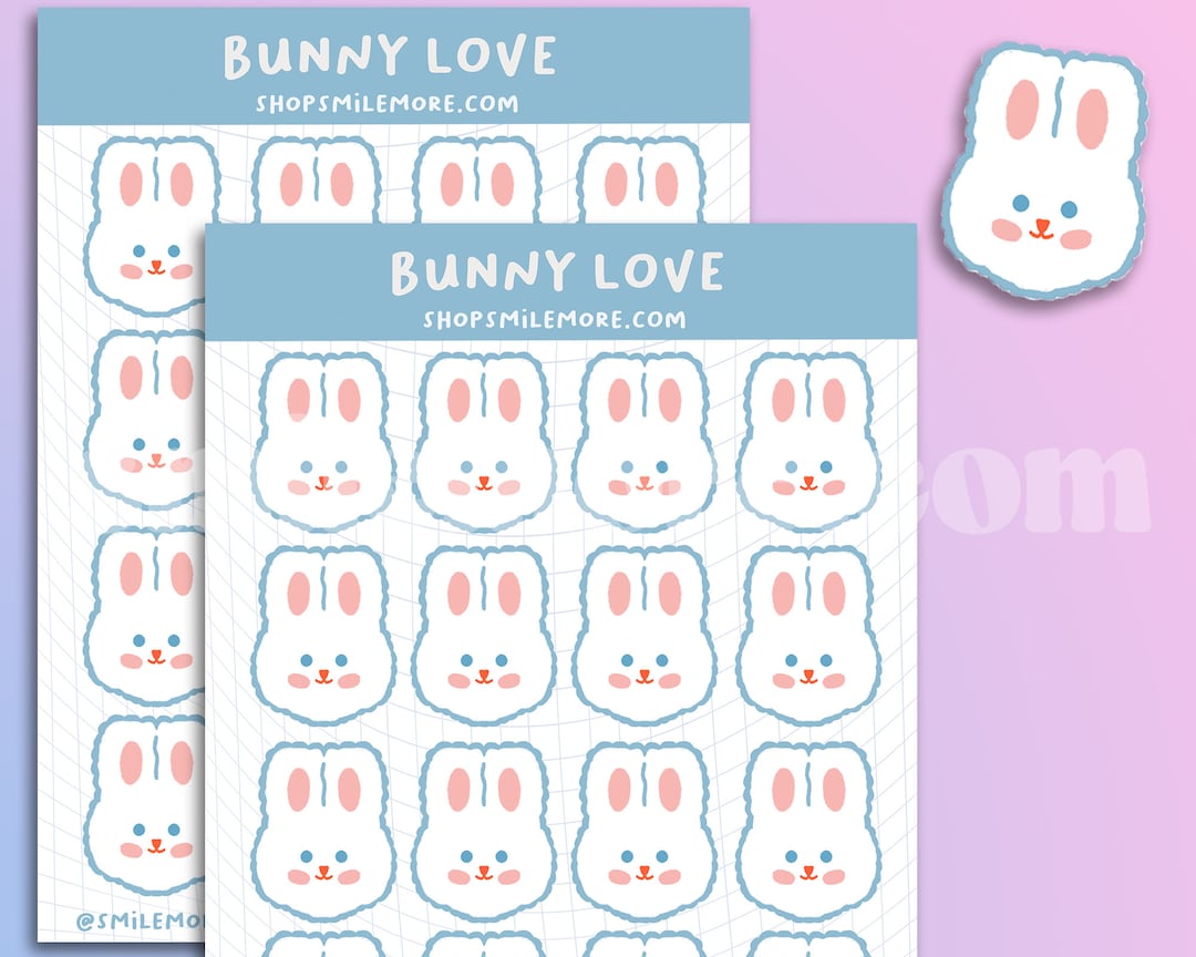 Korean Rabbit Sticker Cute Korean Bunny Planner Stickers - Smile More Happy Stationery - Etsy