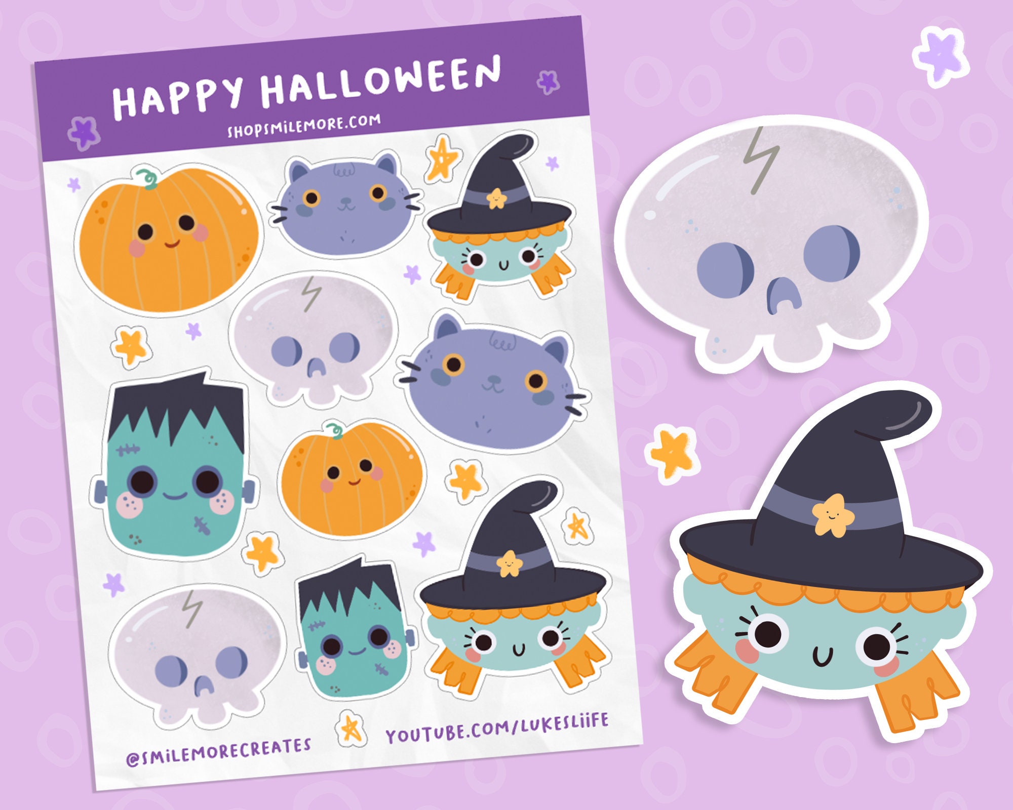 Halloween Planner Stickers - Sticker Sheet - Smile More - Etsy