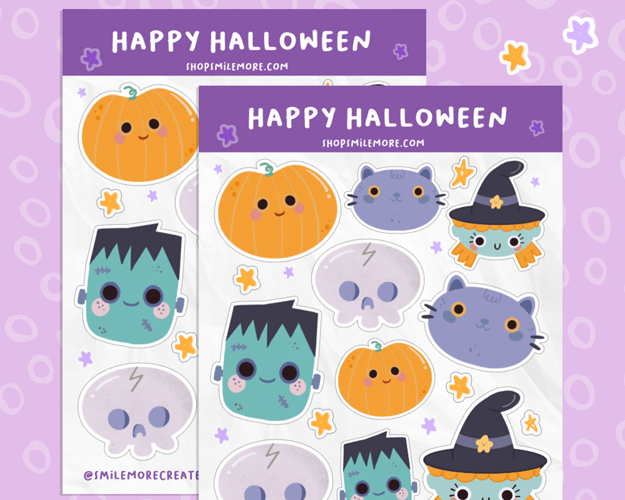Halloween Planner Stickers - Sticker Sheet - Smile More - Etsy