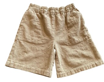 Sangam Imports LTD Shorts Vintage 70s Tan Textured Shorts Elastic Waist Boho
