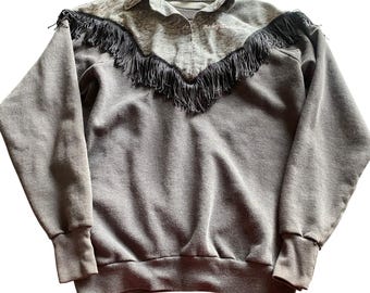 Vintage Harley Davidson Healthknit Fringe western sweater zwartgrijs XL VS