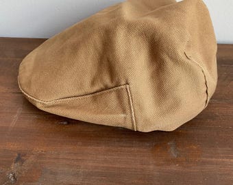 Duluth Trading Co Hat Large Tan Canvas Duck Flat Cap Newsboy Lined cabbie