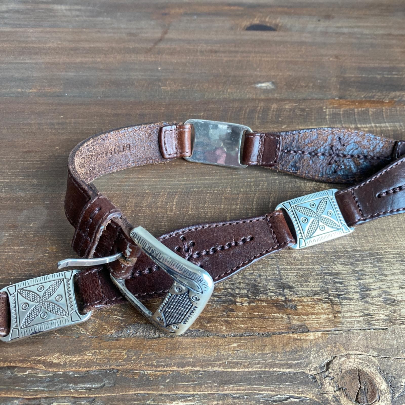 Vintage‎ Y2K Fossil Genuine Leather Metallic Patchwork Belt  Bronze Gold Silver Vintage Fossil Belt Patchwork Leather Suede - Etsy main image 3