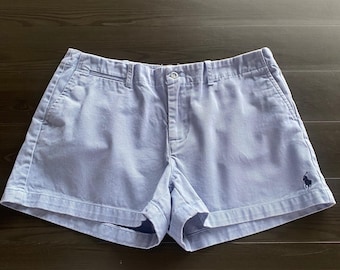 Ralph Lauren Shorts Womens 10 Light Blue Cotton Chino Embroidered Pony Preppy