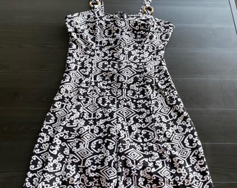 Vintage jaren 90 romper groot zwart wit geometrische jumpsuit korte broek strandfestival