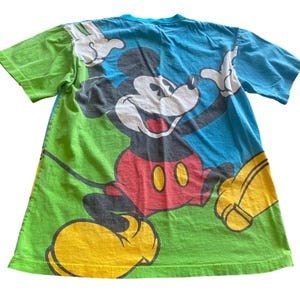 Vintage Mickey & Co Disney Mickey Mouse Large Graphic T-Shirt Blue Green 90s image 3