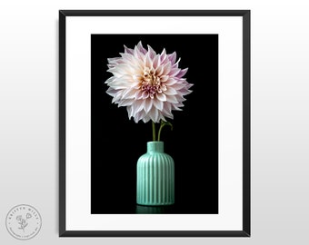 Cafe Au Lait Dahlia Flower Photo: Dramatic Floral Wall Art (Digital Download)