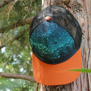 Stargazer TRUCKER HAT / Ball Baseball Cap Mountains Stars Trees Nature Full Color Alpinecho
