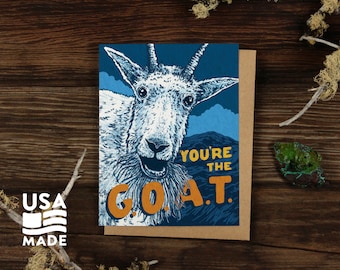 You're the GOAT GREETING CARD / A2 4x5 Stationary Greatest of all Time Funny Mountain Alpine Climbing Camping Outdoorsy Letter Alpinecho