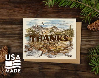 Alpine Lake Thanks GREETING CARD / A2 4x5 Stationary Thanks Tetons Moose Letter Writing Alpinecho