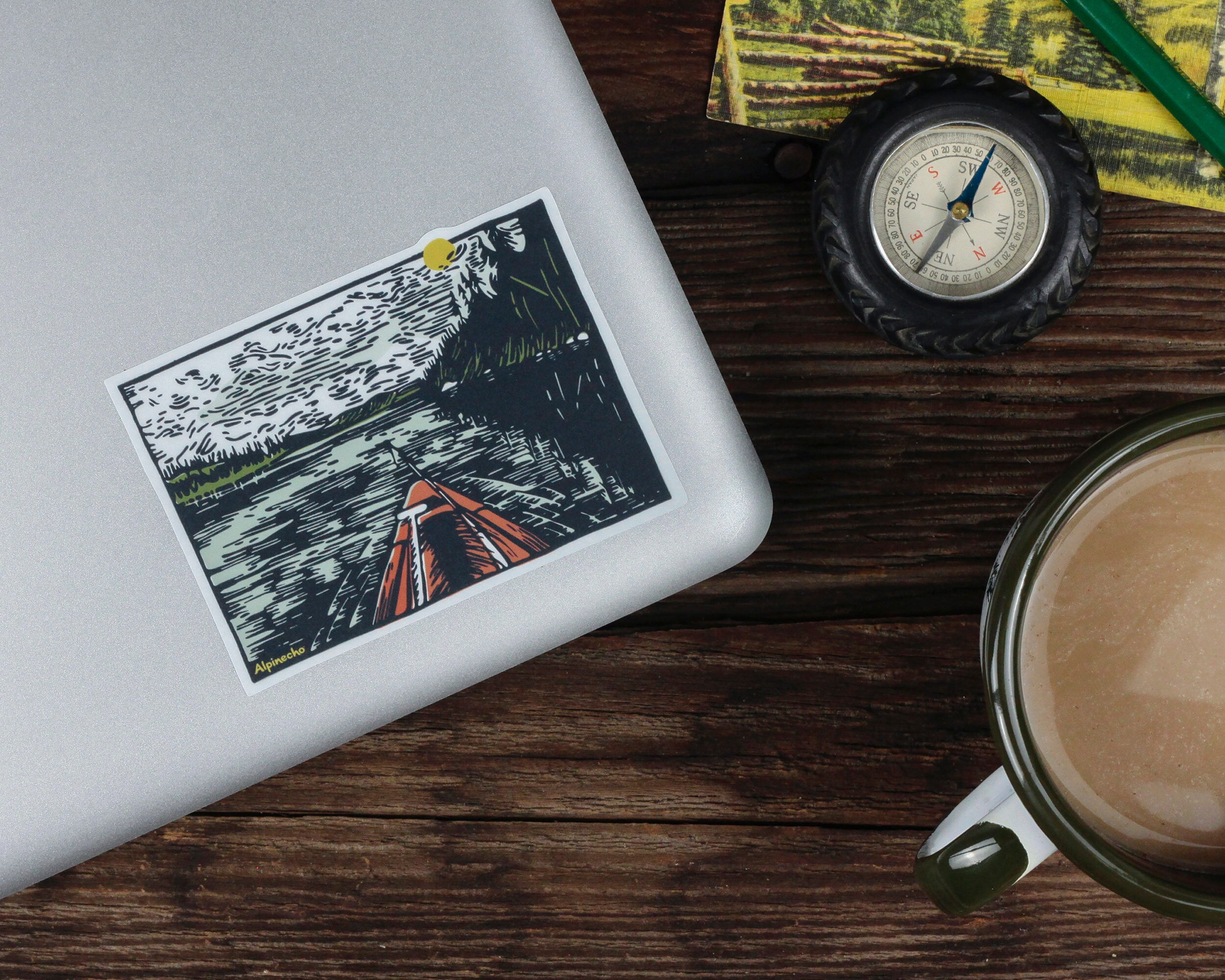 Lake Shape Sticker Lake Day STICKER / Waterproof Vinyl Die-cut Canoe Fishing Paddle Boat ...