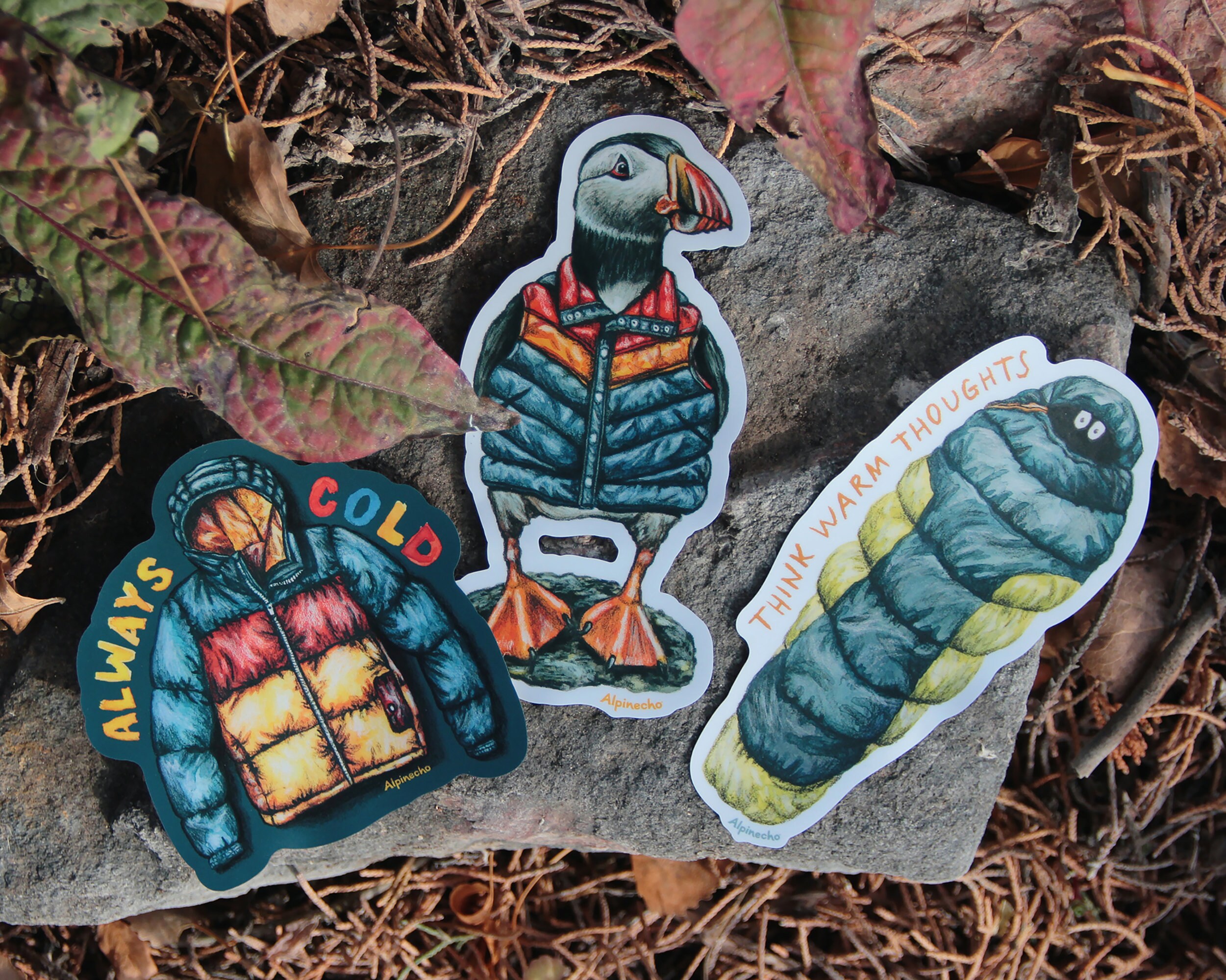 Puffin in a Puffer STICKER / Waterproof Vinyl Birds Water Bottle Laptop ...