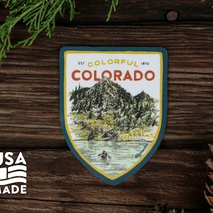 Colorful Colorado STICKER / USA Made Waterproof Rocky Mountain Steamboat Vinyl Die-cut Laptop Bumper Sticker Decal Canoe