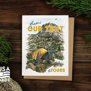 From Our Tent To Yours GREETING CARD / A2 4x5 Stationary Backpacking Camping Hiking Letter Writing Alpinecho