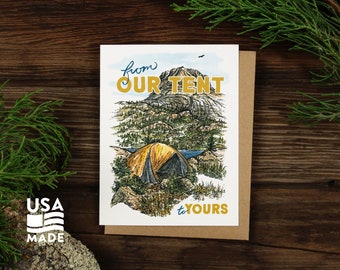 From Our Tent To Yours GREETING CARD / A2 4x5 Stationary Backpacking Camping Hiking Letter Writing Alpinecho