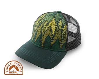 Into The Forest TRUCKER HAT / Ball Baseball Cap Pines Trees Nature Full Color Alpinecho