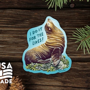 I Do It for the Likes STICKER 50% Off clearance / Waterproof Vinyl Seal Sea Lion Instagram Water Bottle Laptop Bumper Sticker Alpinecho