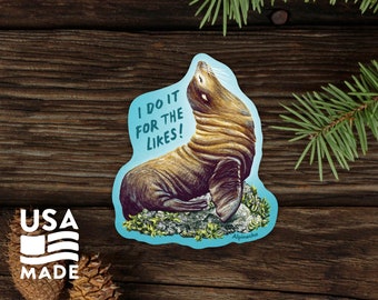 I Do It for the Likes STICKER 50% Off clearance / Waterproof Vinyl Seal Sea Lion Instagram Water Bottle Laptop Bumper Sticker Alpinecho