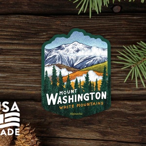 Mount Washington STICKER / Waterproof Vinyl White Mountains Appalachian Water Bottle Laptop Bumper Sticker Decal Alpinecho