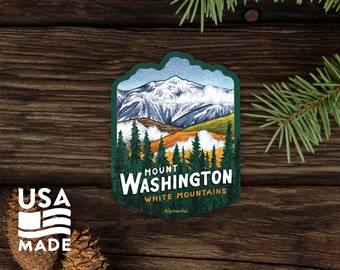 Mount Washington STICKER / Waterproof Vinyl White Mountains Appalachian Water Bottle Laptop Bumper Sticker Decal Alpinecho