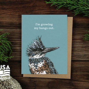 Bird Chatter Kingfisher GREETING CARD / A2 4x5 Stationary Birding Funny Pun Letter Writing Alpinecho