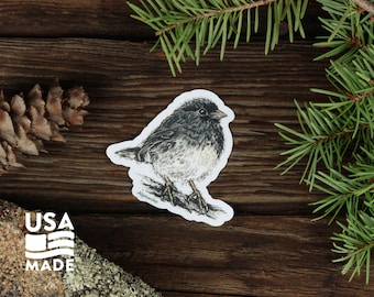 Dark-Eyed Junco STICKER 50% Off clearance / USA Made Waterproof Vinyl Backyard Bird Birding Laptop Bumper sticker Decal Cute Alpinecho