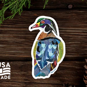 Wood Duck STICKER / Waterproof Vinyl Bird Birding Waterfowl Colorful Collage Nature Water Bottle Laptop Bumper Sticker Decal Alpinecho