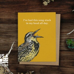 Bird Chatter Meadowlark GREETING CARD / A2 4x5 Stationary Birding Funny Pun Letter Writing Alpinecho