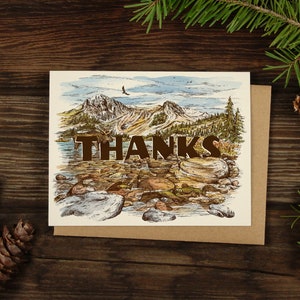 Alpine Lake Thanks GREETING CARD / A2 4x5 Stationary Thanks Tetons Moose Letter Writing Alpinecho