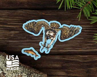Osprey Dive STICKER / Waterproof Vinyl Trout Fishing Birdwatching Raptor Hunting Nature Water Bottle Laptop Bumper Sticker Decal Alpinecho