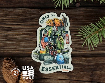 Only the Essentials STICKER / Waterproof Vinyl Backpacking Camping Water Bottle Laptop Funny Bumper Sticker Decal Alpinecho