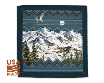 Moonlit Mountain QUICK-DRY BANDANA 40% Off Clearance / 22&quot; x 22&quot; Poly Mountains Snow Trees Headband Scarf Face Covering Alpinecho