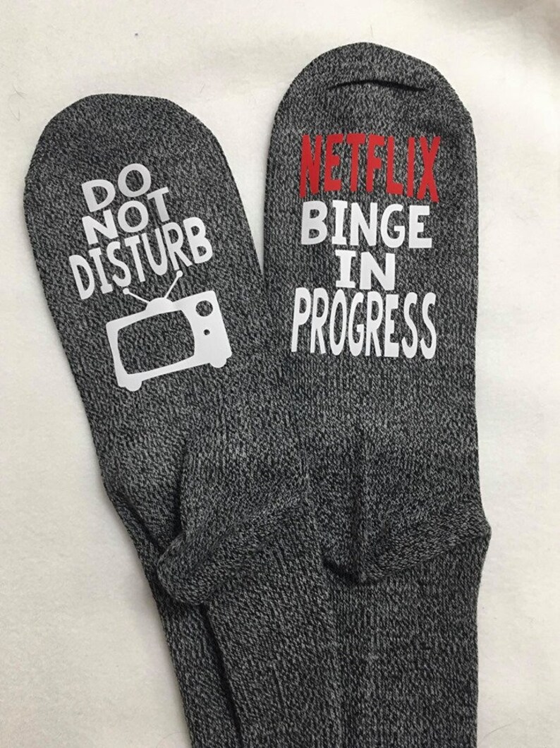 Netflix or HGTV novelty socks Binge watching TV Fun socks Etsy
