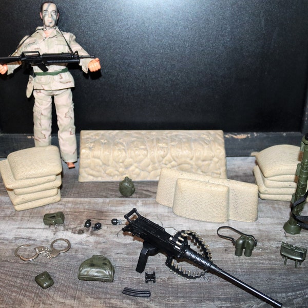 VTG Power Team Elite World Peacekeepers Military Action Figure 12" Camouflage Face + Many Extras 1990s