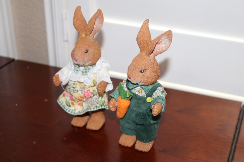 Russ Rabbits Vintage Poseable Russ Bunny Rabbit Easter Figurines - Set of Two - Etsy
