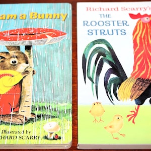 Easter Basket Books!  Set of 2 Vintage Golden Sturdy Books - I am a Bunny & The Rooster Struts - Will Combine Shipping