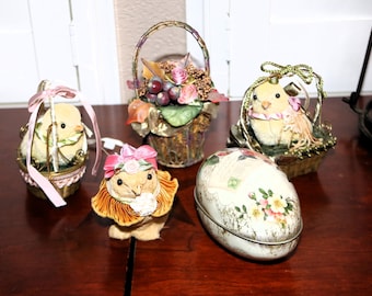 Vintage Easter Decor Set – Katherine's Collection Chicks, Egg Box