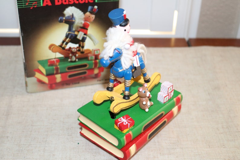 Vintage Sankyo Wooden Toy Soldier Rocking Horse Toy Land Music Etsy