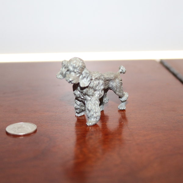 Poodle, Dog, Standing, Animal, Miniature, Pewter, Figurine, 1.5" x 2", Statuette, Interior, Decor, Vintage