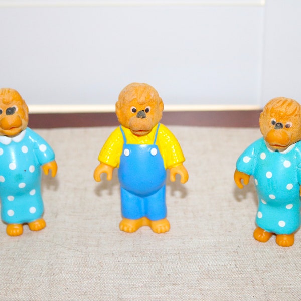 Vintage Berenstain Bears Collector's Figures - Stan & Jan Berenstain 1986 Rubber, Flocked - Includes 1 Pa Bear, 2 Ma Bears