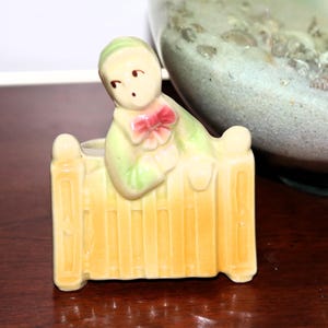 Shawnee Pottery - Boy at Fence - Succulent Pot - Vintage Planter - Will Combine Shipping