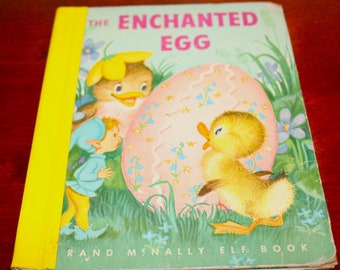 The Enchanted Egg - Rand McNally Elf Book (1962) de Peggy Burrows, livre pour enfants vintage à couverture rigide