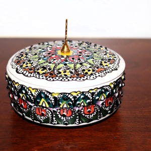 Sugar Bowl With Lid, Jewelry Box, Handmade Ceramic Sugar Jar, Turkish Delight Bowl - Will Combine Shipping