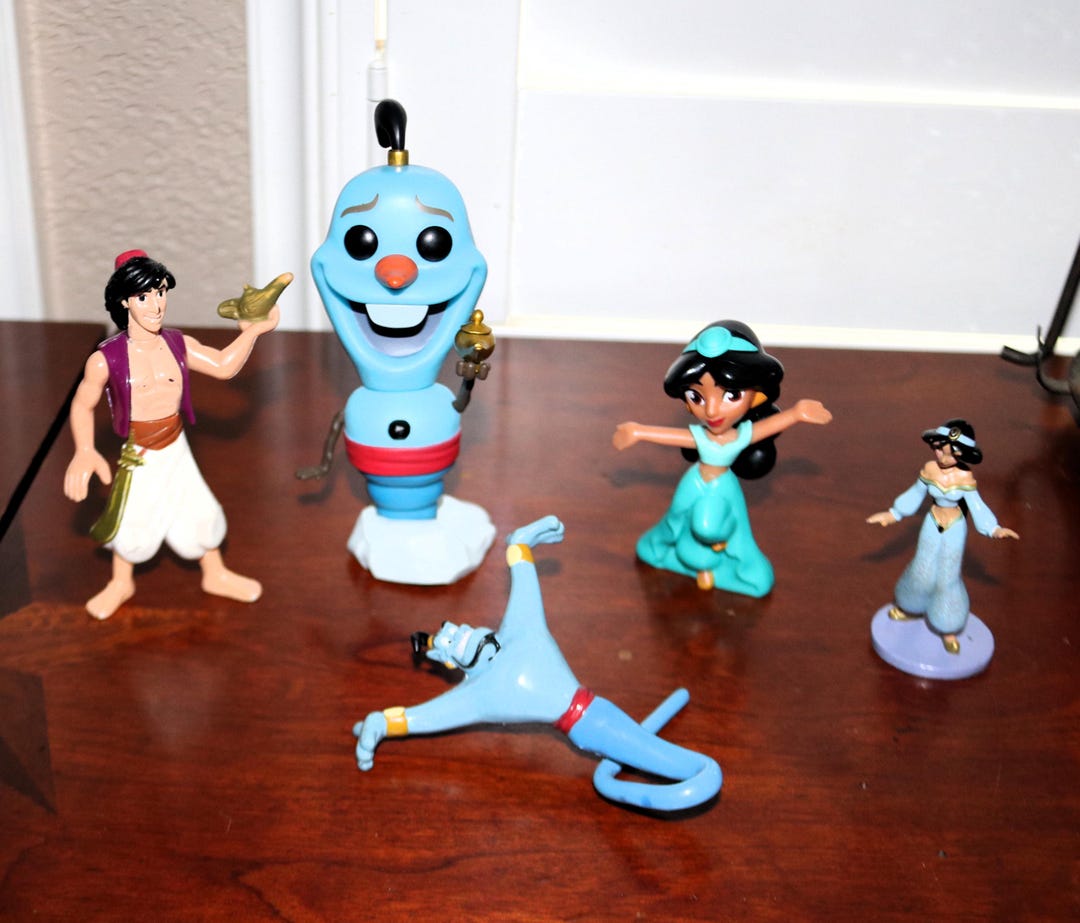 Disney Aladdin Jasmine Genie Action Figures Cake Toppers - Set of 5 Toy ...