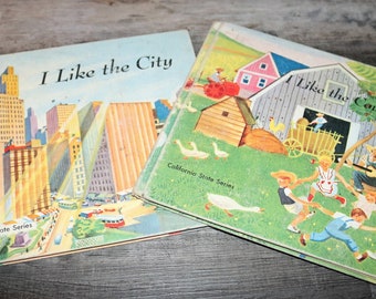 Beautifully Illustrated Vintage School Song Book Picture Books I Like the Country, I Like the City Calif. State Textbooks 1950s