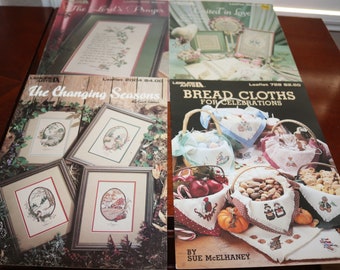 Cross Stitch Pattern Booklets - Choose Your Favorite! Lord&#39;s Prayer, United Love, Bread Cloths, Seasons 1980s - Will Combine Shipping