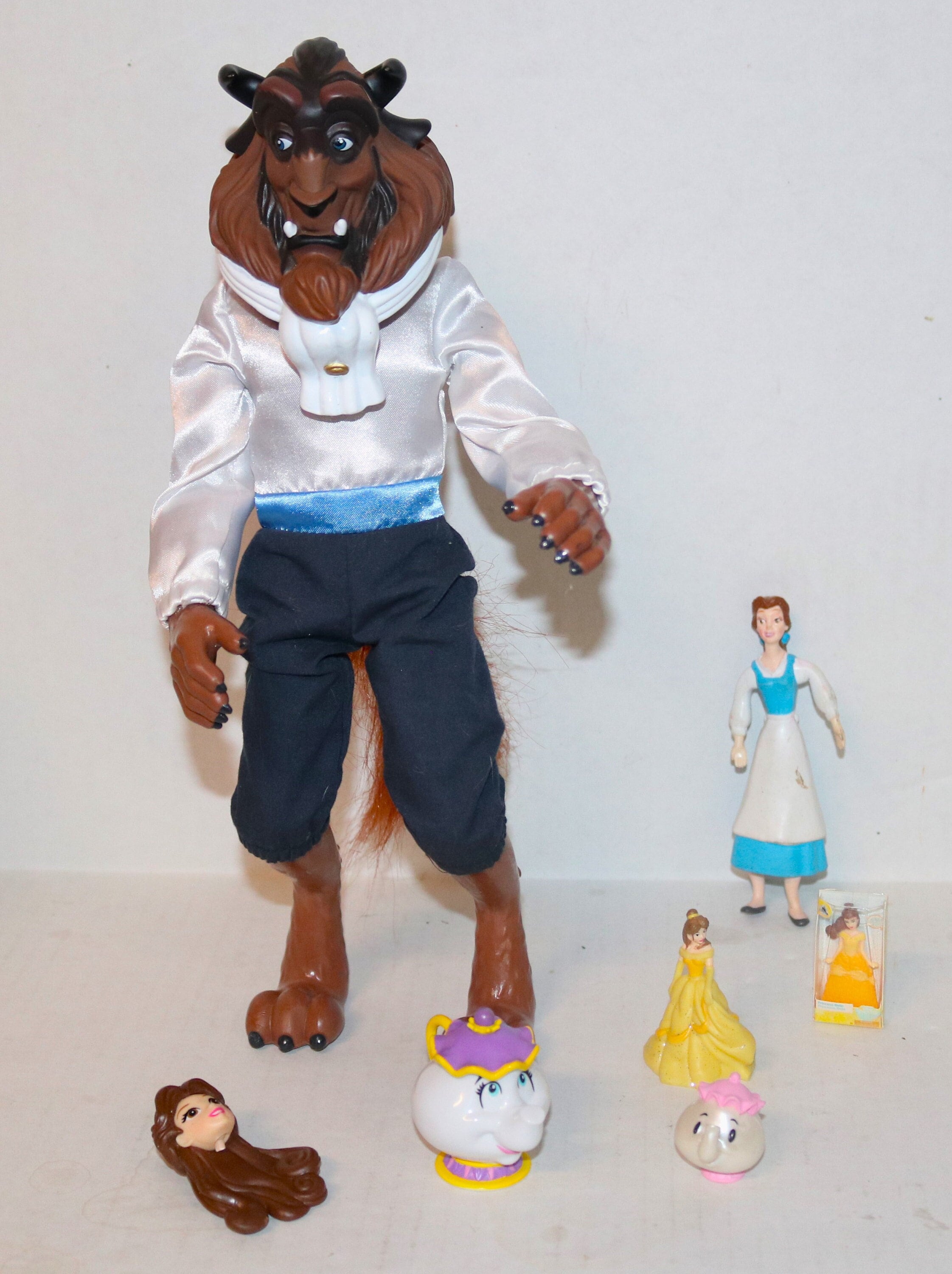 Vintage Disney Beauty and the Beast Toy Lot! Seven Pieces!  Belle Beast Mrs. Potts