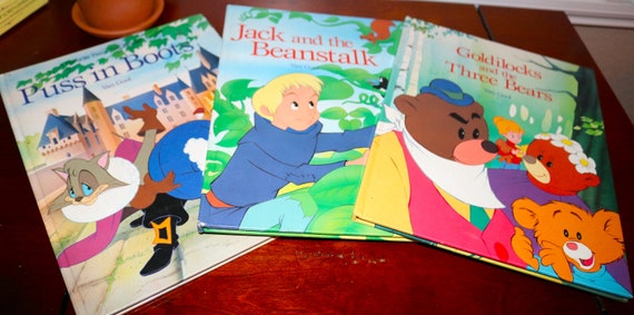 Set of 3 Vintage Large HC Fairy Tale Books: Jack Beanstalk
